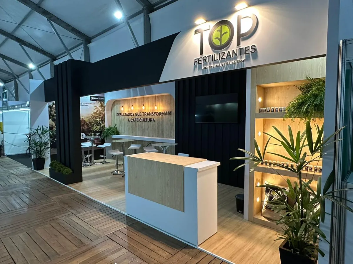 Stand da Top Brasil Fertilizantes montado pela Griffin Montagens em feira