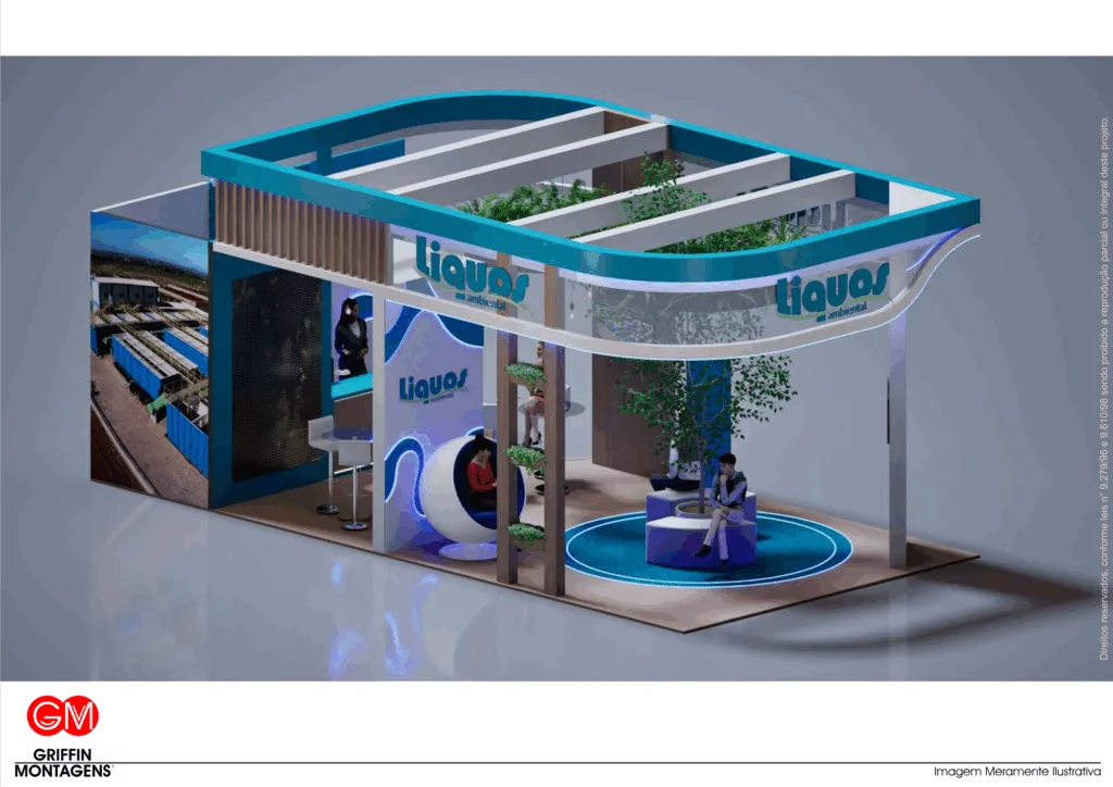 Projeto 3D de stand para Liquos